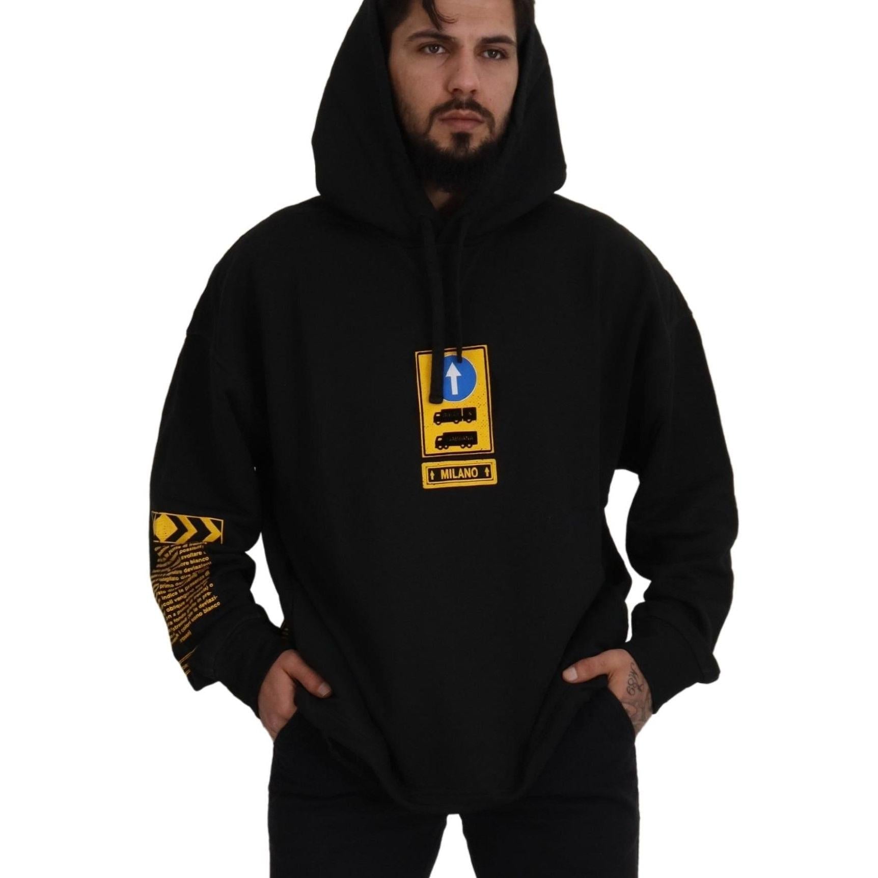 Dolce & Gabbana Elegant Black Cotton Hooded Sweater