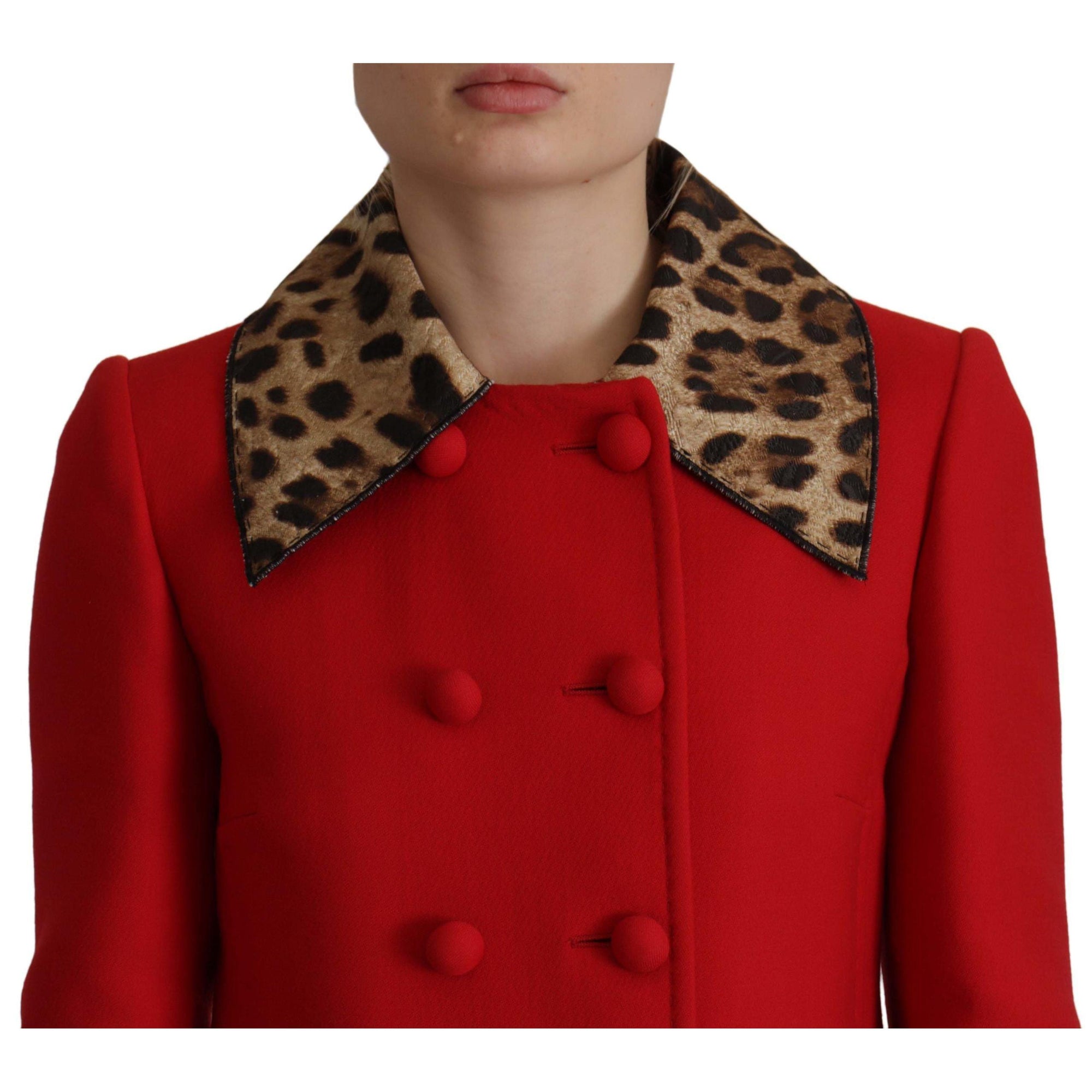 Dolce & Gabbana Elegant Red Leopard Trench Coat
