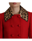 Dolce & Gabbana Elegant Red Leopard Trench Coat