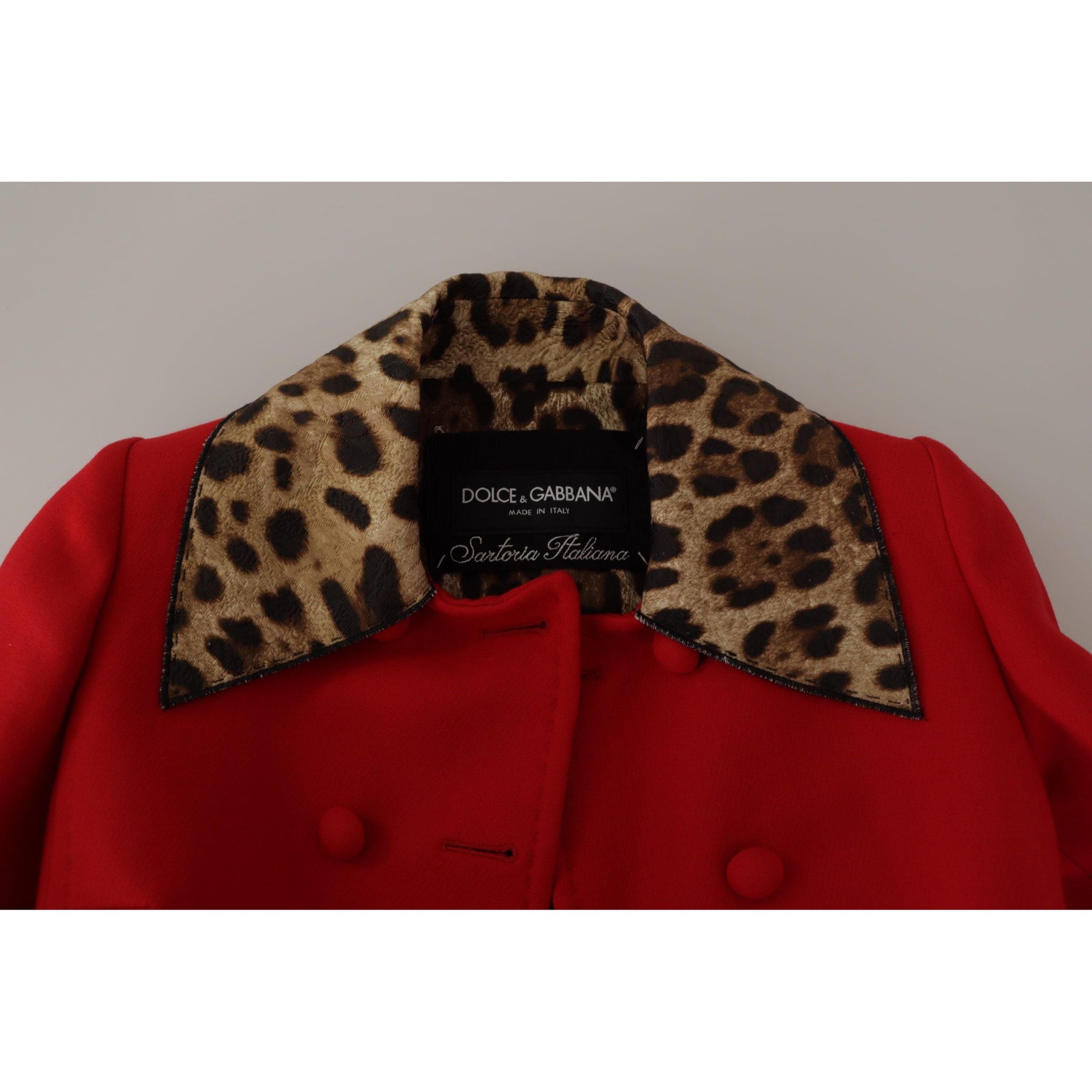 Dolce & Gabbana Elegant Red Leopard Trench Coat