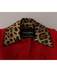 Dolce & Gabbana Elegant Red Leopard Trench Coat