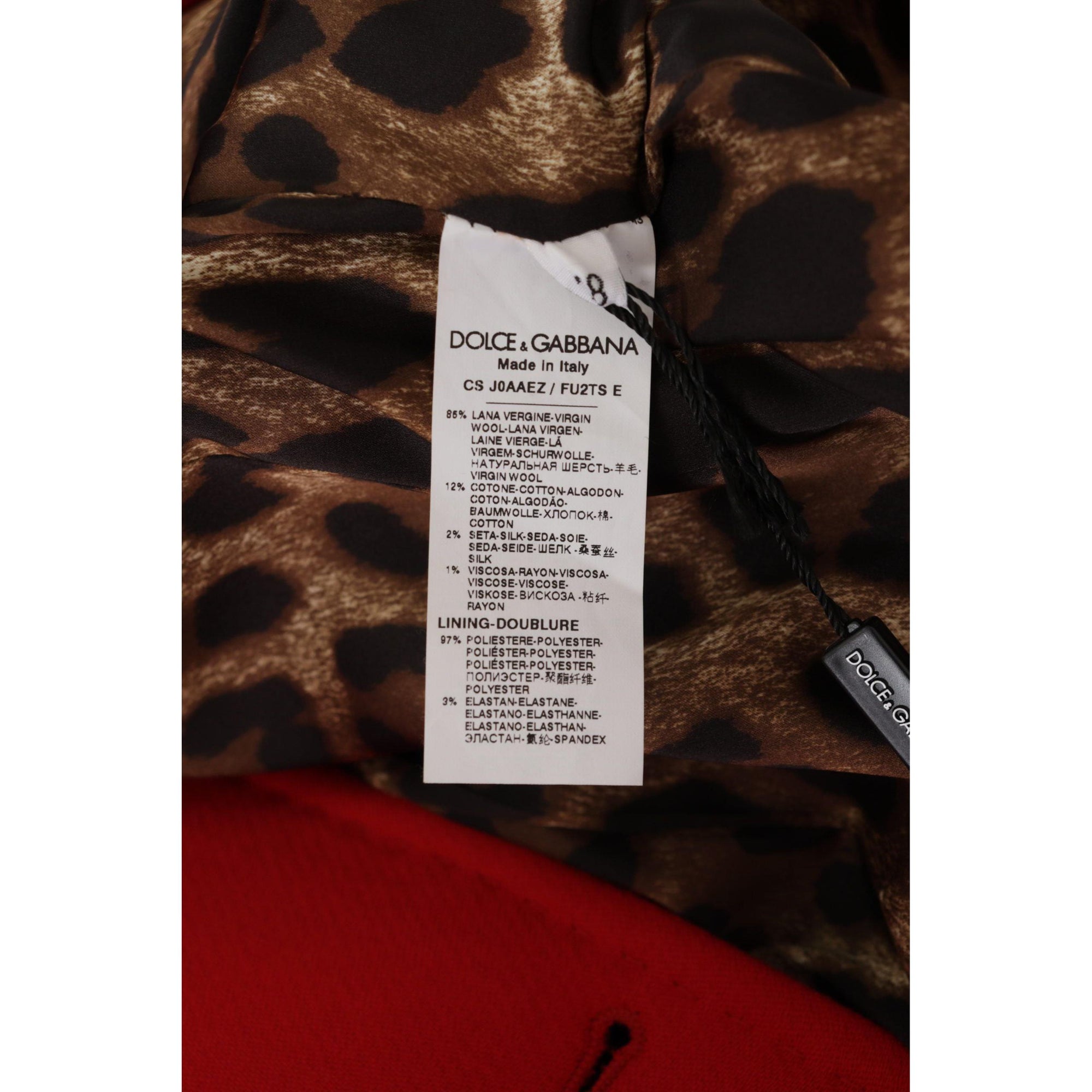 Dolce & Gabbana Elegant Red Leopard Trench Coat