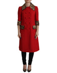Dolce & Gabbana Elegant Red Leopard Trench Coat