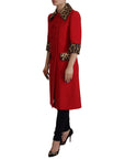 Dolce & Gabbana Elegant Red Leopard Trench Coat