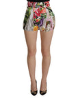 Dolce & Gabbana Multicolor Majolica Floral High-Waist Shorts