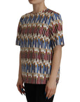 Dolce & Gabbana Chic White Pencil Print Short Sleeve Blouse