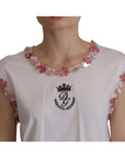 Dolce & Gabbana Chic Sequined Crown Tank Top T-Shirt