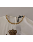 Dolce & Gabbana Elegant Silk Blouse with Gold Crown Embroidery