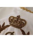 Dolce & Gabbana Elegant Silk Blouse with Gold Crown Embroidery