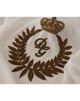 Dolce & Gabbana Elegant Silk Blouse with Gold Crown Embroidery