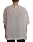Dolce & Gabbana Elegant Silk Blouse with Gold Crown Embroidery