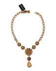 Dolce & Gabbana Elegant Floral Crystal Statement Necklace