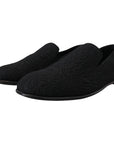 Dolce & Gabbana Elegant Jacquard Black Loafers Slide On Flats