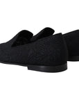 Dolce & Gabbana Elegant Jacquard Black Loafers Slide On Flats