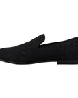 Dolce & Gabbana Elegant Jacquard Black Loafers Slide On Flats