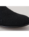 Dolce & Gabbana Elegant Jacquard Black Loafers Slide On Flats