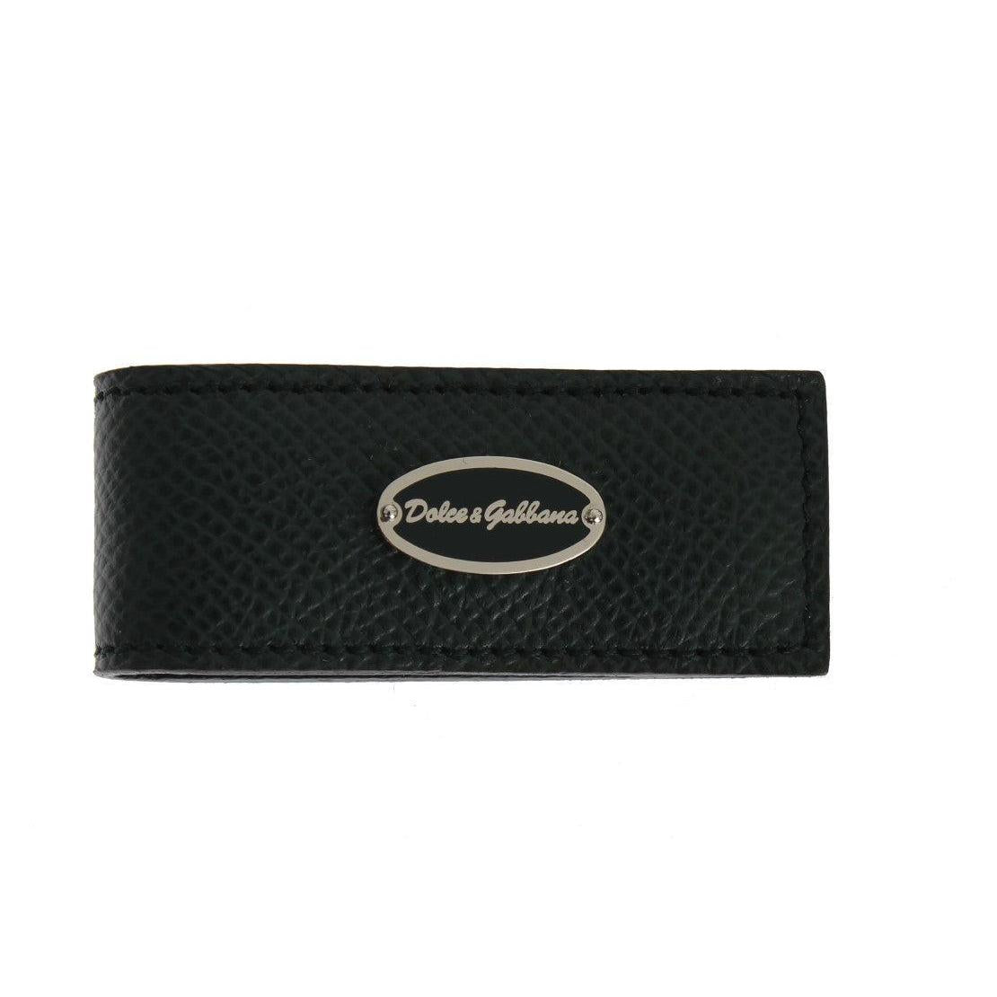 Dolce & Gabbana Elegant Green Leather Money Clip