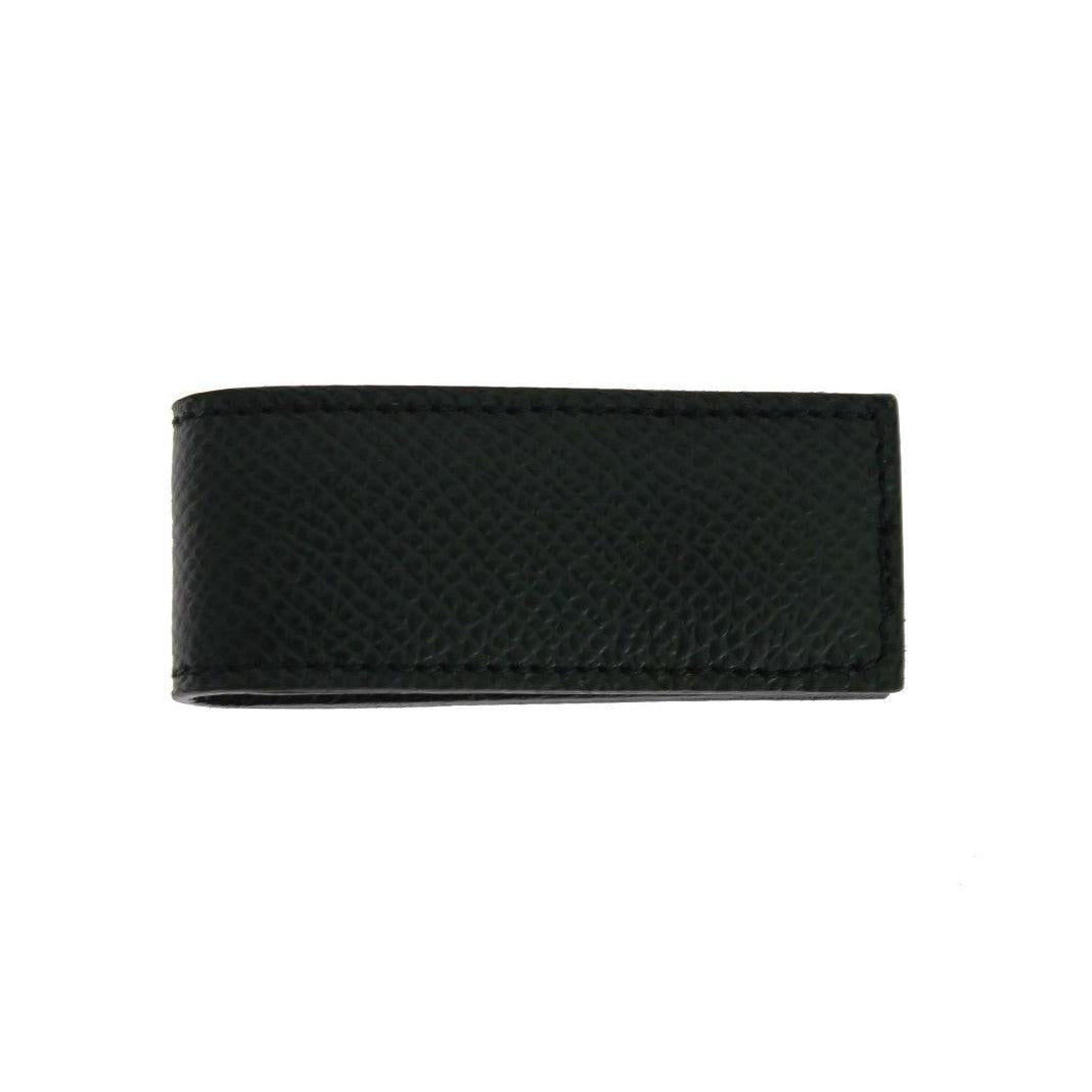 Dolce & Gabbana Elegant Green Leather Money Clip