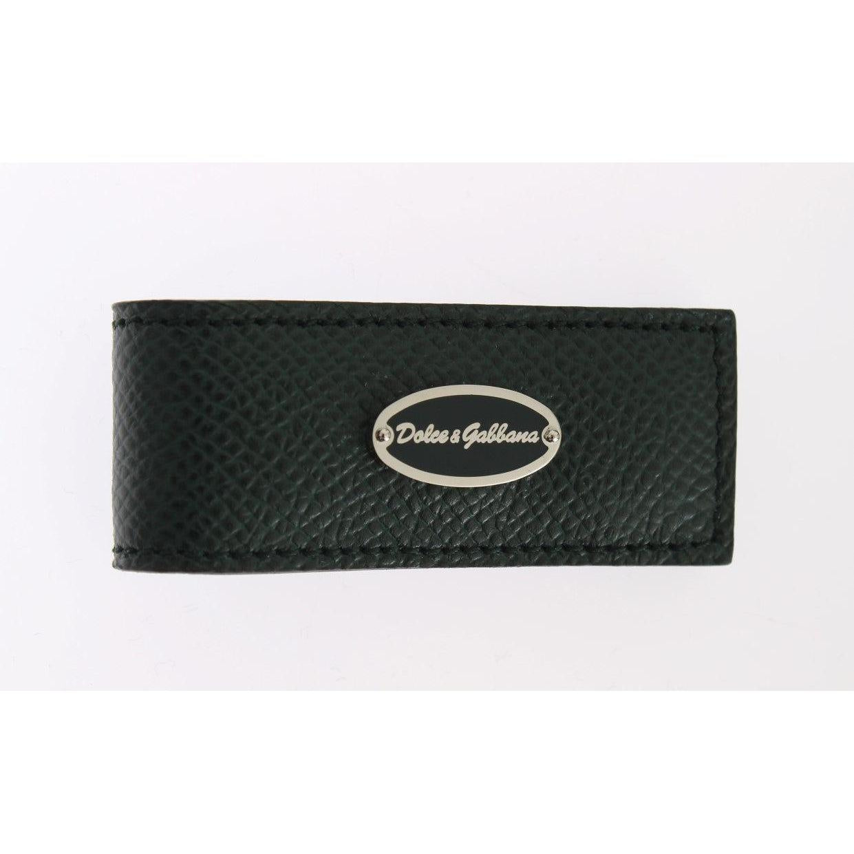 Dolce & Gabbana Elegant Green Leather Money Clip