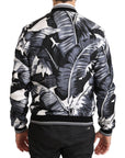Dolce & Gabbana Elegant Banana Leaf Print Silk Bomber Jacket