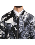 Dolce & Gabbana Elegant Banana Leaf Print Silk Bomber Jacket