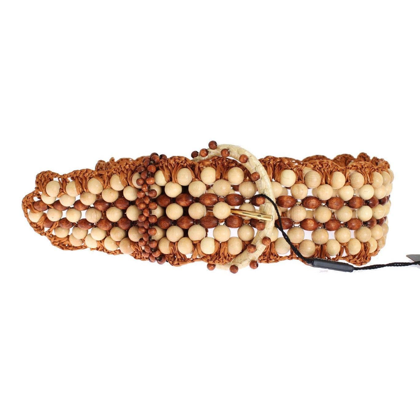 Dolce & Gabbana Elegant Beaded Raffia Waist Belt