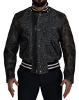 Dolce & Gabbana Multicolor Houndstooth Leather Bomber Jacket