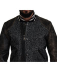 Dolce & Gabbana Multicolor Houndstooth Leather Bomber Jacket