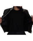 Dolce & Gabbana Multicolor Houndstooth Leather Bomber Jacket