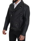 Dolce & Gabbana Elegant Black Leather Biker Jacket