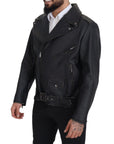 Dolce & Gabbana Elegant Black Leather Biker Jacket