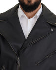 Dolce & Gabbana Elegant Black Leather Biker Jacket