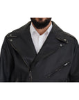 Dolce & Gabbana Elegant Black Leather Biker Jacket