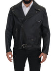 Dolce & Gabbana Elegant Black Leather Biker Jacket