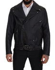 Dolce & Gabbana Elegant Black Leather Biker Jacket