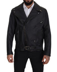 Dolce & Gabbana Elegant Black Leather Biker Jacket