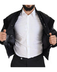 Dolce & Gabbana Elegant Black Crystal-Embellished Bomber Jacket