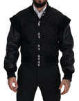 Dolce & Gabbana Elegant Black Crystal-Embellished Bomber Jacket