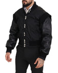 Dolce & Gabbana Elegant Black Crystal-Embellished Bomber Jacket