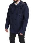 Dolce & Gabbana Elegant Double-Breasted Blue Parka Jacket