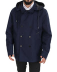 Dolce & Gabbana Elegant Double-Breasted Blue Parka Jacket