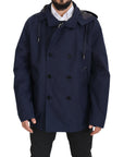 Dolce & Gabbana Elegant Double-Breasted Blue Parka Jacket