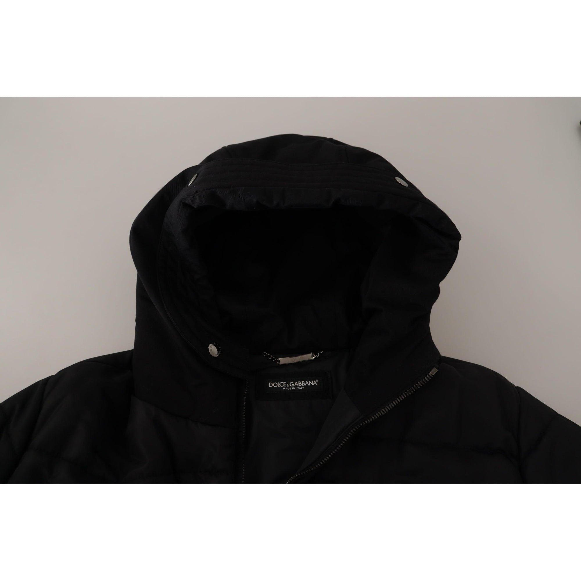 Dolce & Gabbana Elegant Black Hooded Parka Winter Jacket