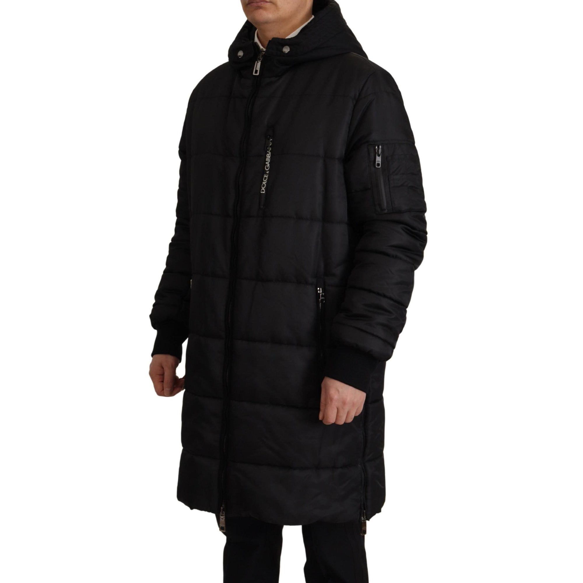 Dolce & Gabbana Elegant Black Hooded Parka Winter Jacket