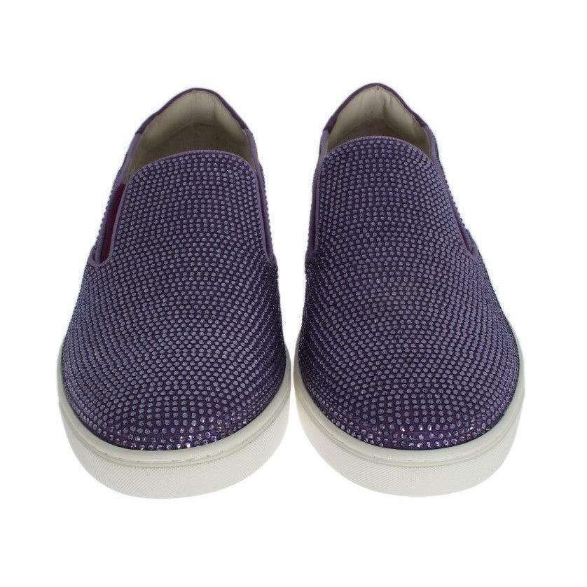 Dolce & Gabbana Elegant Purple Strass Fashion Sneakers