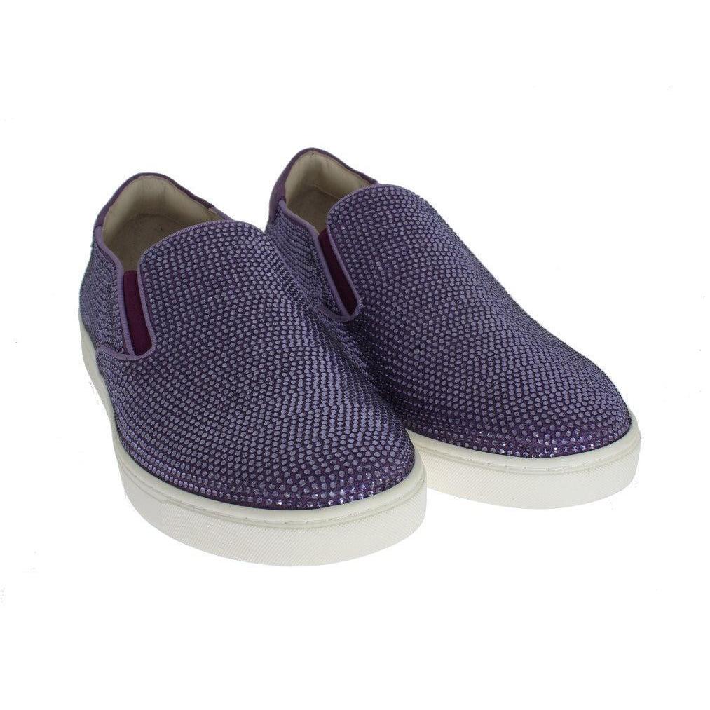 Dolce & Gabbana Elegant Purple Strass Fashion Sneakers
