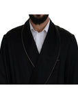 Dolce & Gabbana Elegant Black Silk Long Robe Coat
