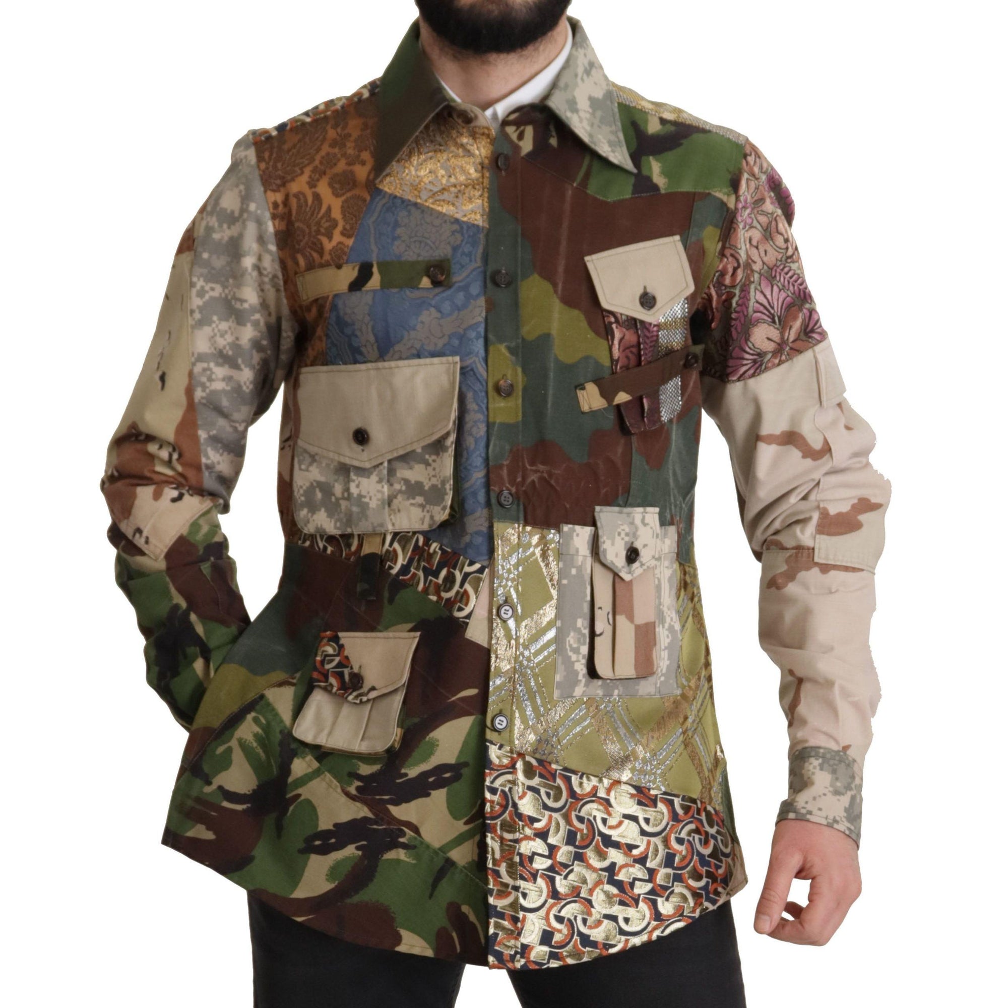 Dolce & Gabbana Patchwork Camouflage Casual Shirt