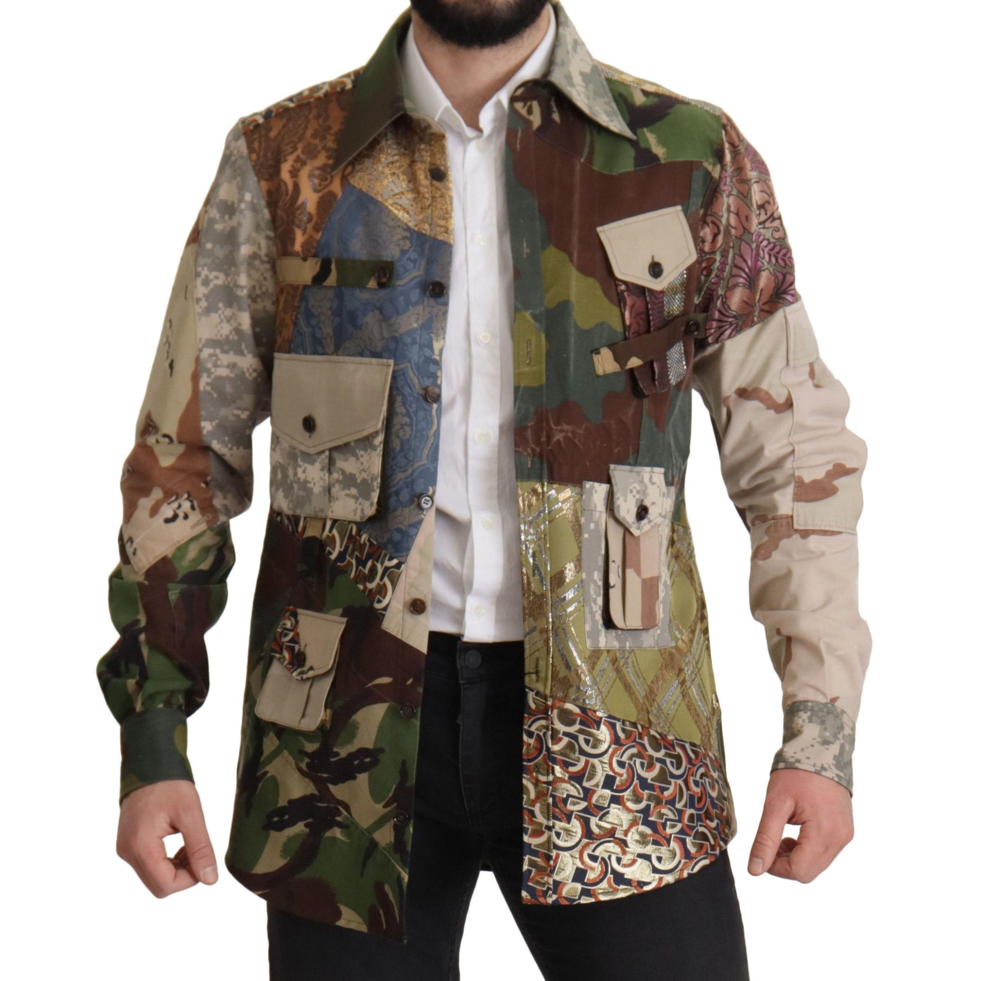 Dolce & Gabbana Patchwork Camouflage Casual Shirt