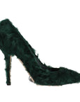 Dolce & Gabbana Elegant Green Xiangao Fur Leather Pumps